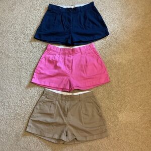 Crew Cuts Khaki Cuffed Pleated Shorts Bundle Beige Pink & Navy Girl’s Size 14
